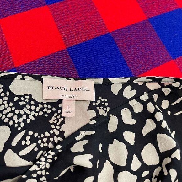 Black Label By Chico’s Silk Black Beige Tank Top Blouse Size Large - Picture 5 of 7